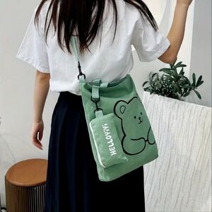 Canvas crossbody bag and pouch set